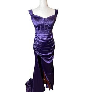 Purple Mermaid Corset Bustier Long Formal Gown Size XS Y2K Whimsygoth HOCO